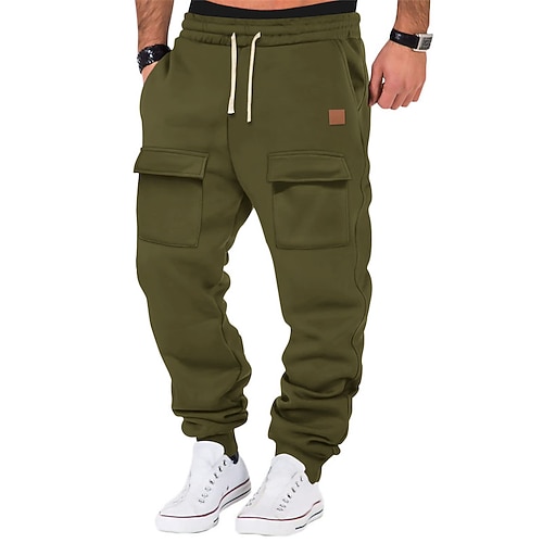Herren Sportliche Hosen Jogginghose Trainingshose Jogginghose Jogger Hose Hosen Cargo-Jogginghose Tasche Kordelzug Elastische Taille Glatt Komfort Sports Outdoor Täglich Modisch Brautkleider schlicht Image
