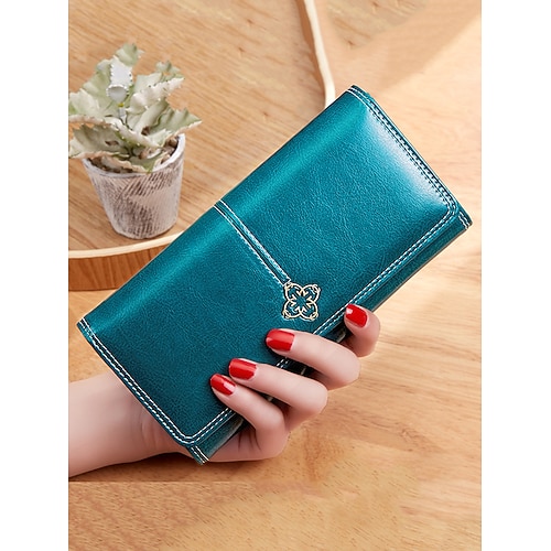 Rote Damen-Geldbörse aus Kunstleder mit mehreren Kartenfächern und Münzfach mit Reißverschluss – elegante und funktionale Clutch für den täglichen Gebrauch Image