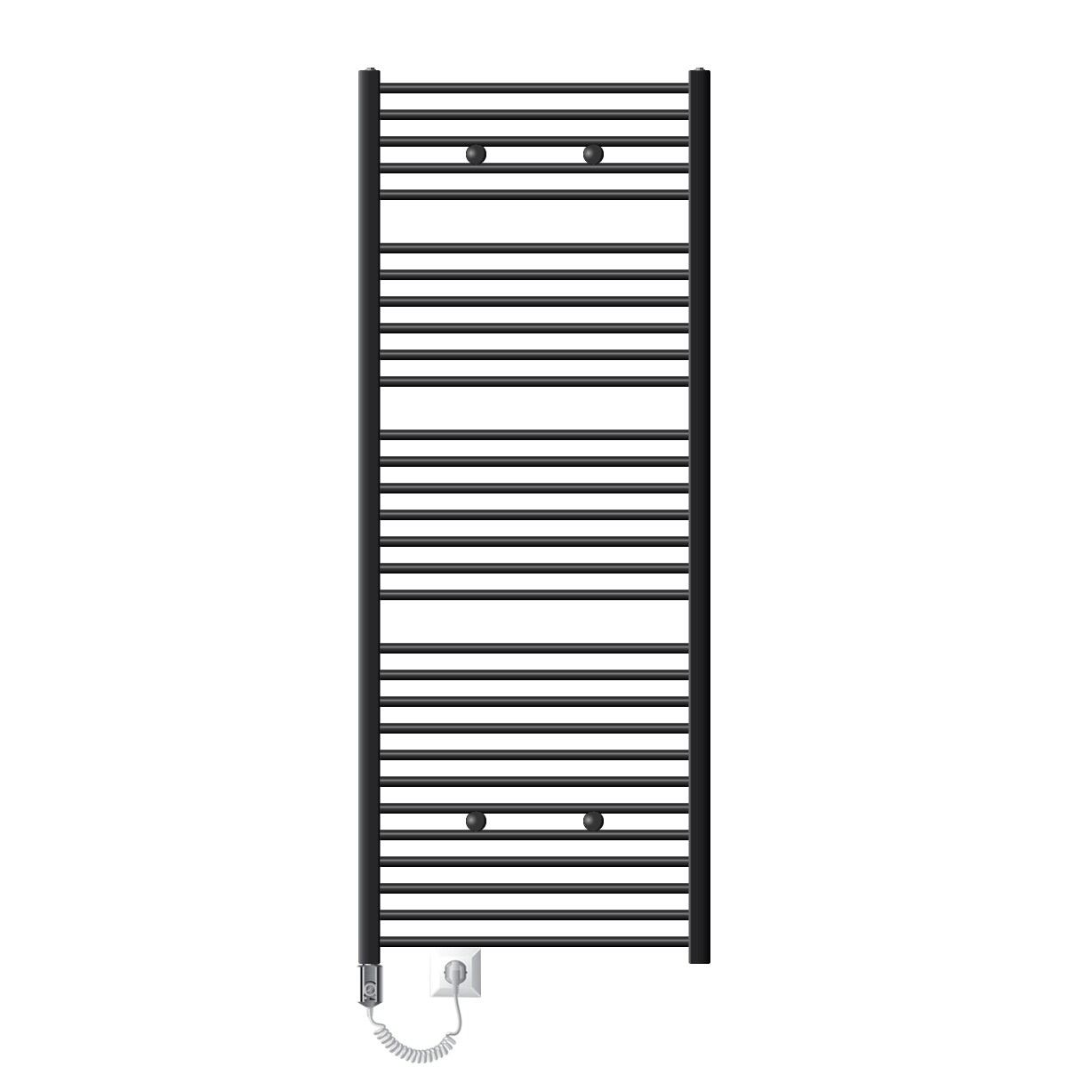 LuxeBath ECD Germany Elektrischer Badheizkörper 750x1800 mm Anthrazit, gerade, 1200W Heizstab, Handtuchheizkörper mit Seitenanschluss Image