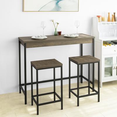 TEMU Sobuy 3-piece Bar Table With 2 Bar Stools Dining Room Mdf Metal Natural Ogt30-n Image