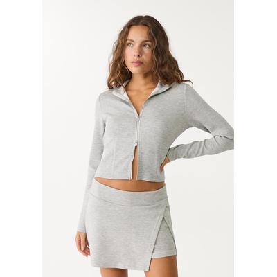 Stradivarius Soft-touch zipped jacket Grey melange S