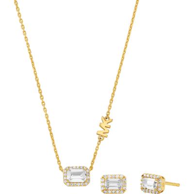 Ohrring und Ketten Set MICHAEL KORS "Schmuck Mulitpack Silber 925 Premium Kors Brilliance, MKC1759, MKC1760", gold (gelb