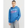 Kapuzensweatshirt JACK & JONES "JJELOGO SWEAT HOOD 2 COL 24/25 NOOS", Herren, Gr. XL, blau (pacific coast), angeraute Sweatware, Obermaterial: 70% Baumwolle, 30% Polyester, bedruckt, modisch, regular fit taillenbedeckt, ohne Ausschnitt, Langarm...