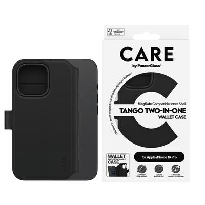 CARE BY PANZERGLASS Handyhülle "Case Feature Tango 2-in-1 Wallet Case Apple iPhone 16 Pro", schwarz, B:11cm H:2,6cm T:19