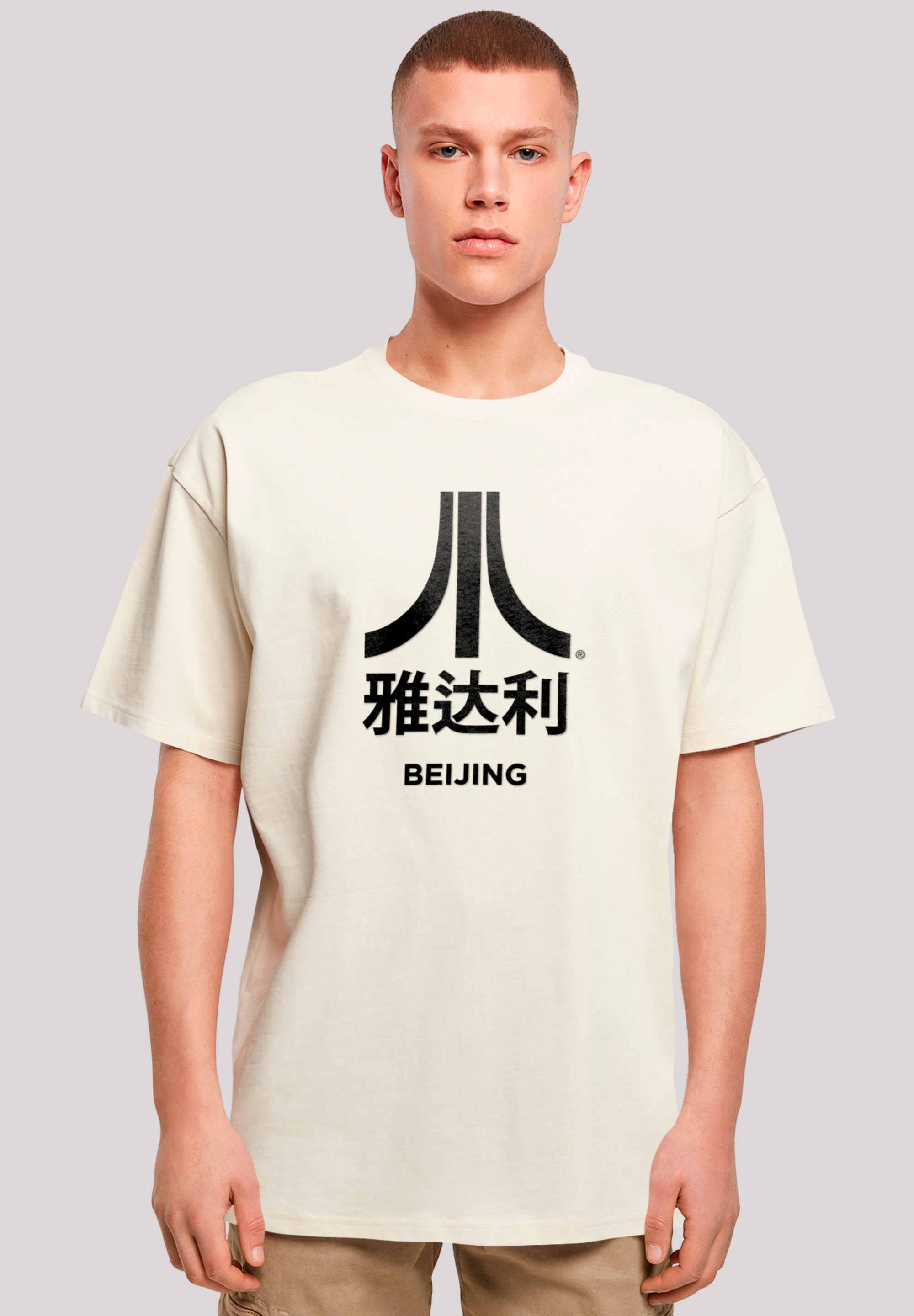 T-Shirt F4NT4STIC "Atari Beijing Retro Arcade Games", Herren, Gr. M, beige (sand), Obermaterial: 100% Baumwolle, oversize, Rundhals, ohne Bündchen, Shirts, Premium Qualität Image