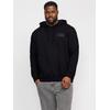 Kapuzensweatshirt "JJECORP LOGO SWEAT HOOD NOOS PLS", Herren, Gr. 5XL, schwarz (schwarz detail:small print, schwarz), angeraute Sweatware, Obermaterial: 70% Baumwolle, 30% Polyester, JACK & JONES PLUSSIZE, bedruckt, modisch, regular fit...
