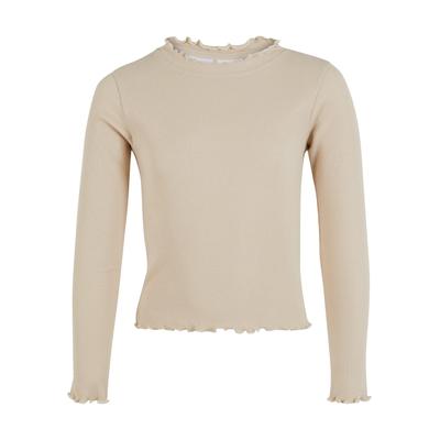 Longsleeve URBAN CLASSICS "Urban Classics Damen Girls Short Rib Longsleeve", Mädchen, Gr. 158/164, beige (softseagrass), 97% Baumwolle, 3% Elasthan, unifarben, klassisch, slim fit, Rundhals, Langarm, Shirts Image