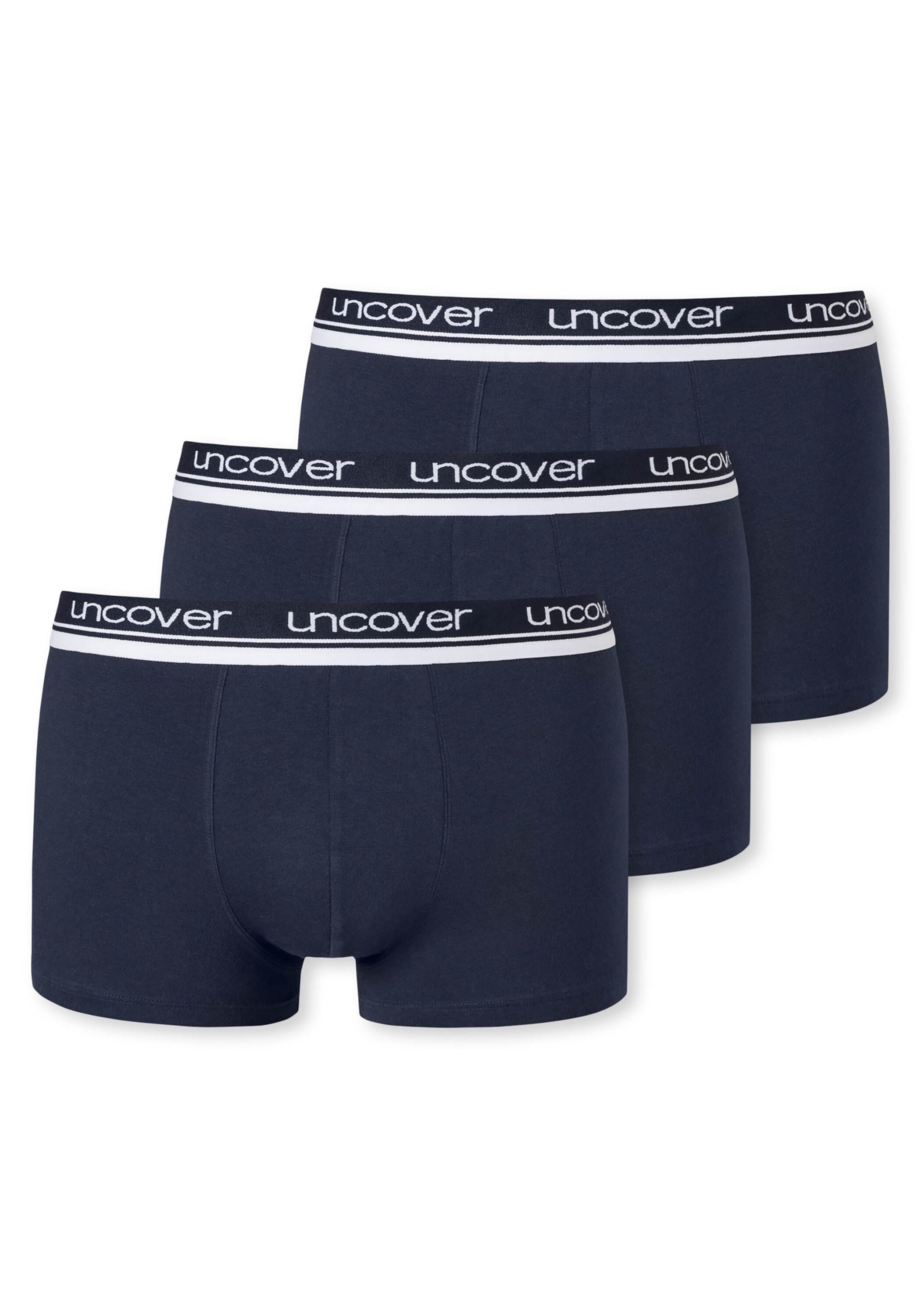 Boxershorts UNCOVER BY SCHIESSER "Boxershort 3er Pack", Herren, Gr. S, blau (dunkelblau), Obermaterial: 95% Baumwolle CO. 5% Elasthan EL., Unterhosen