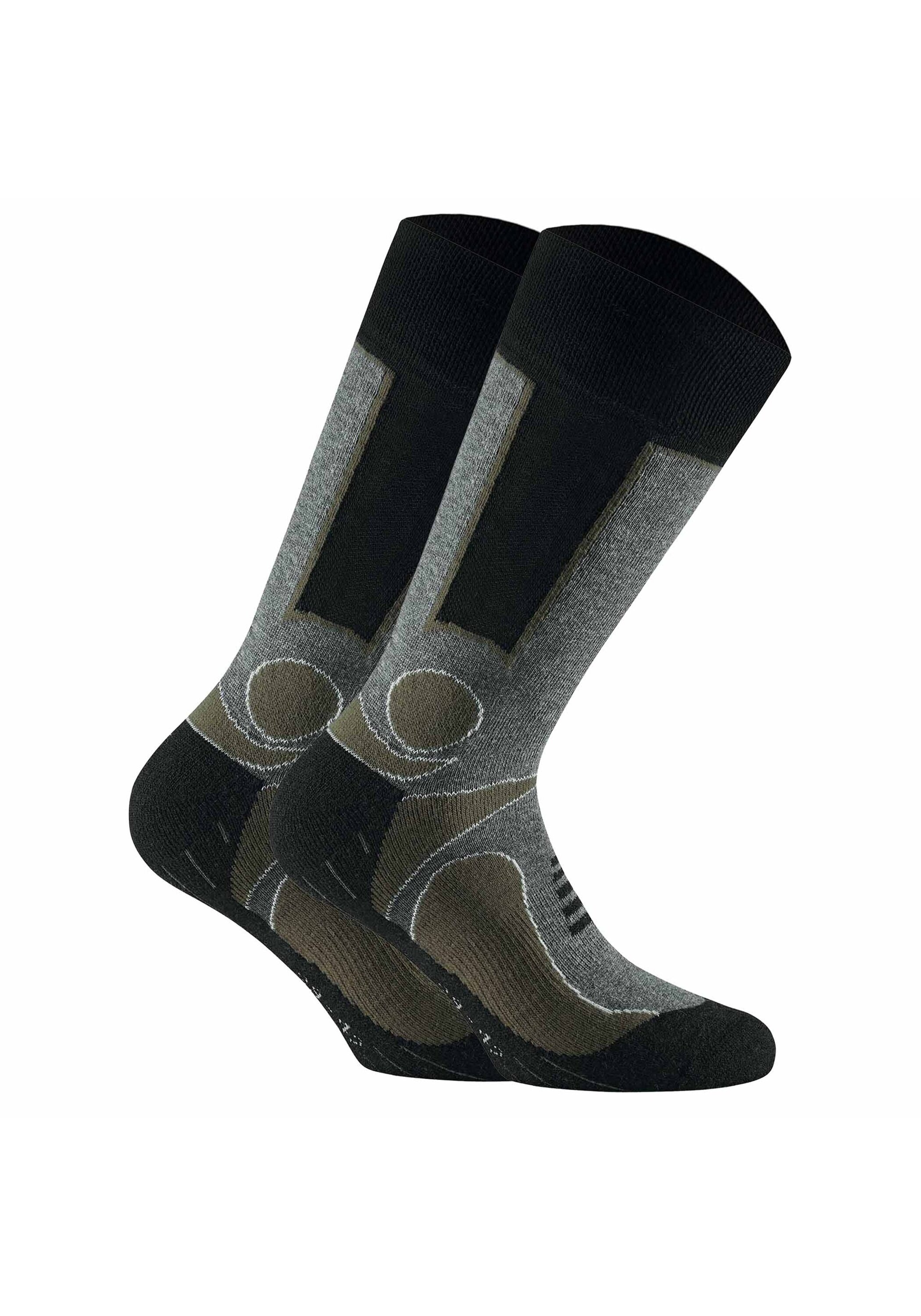 Kurzsocken ROHNER SOCKS "Socken trekking 2-er pack 2er Pack", Herren, Gr. 39-42, grün (khaki), Obermaterial: 38% Baumwolle CO. 25% Wolle mw. 25% Polyacryl PAN. 10% Polyamid PA. 2% Elasthan EL., Socken