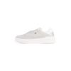 Plateausneaker TOMMY HILFIGER "ESSENT BASKET SNEAKER METALLIC", Damen, Gr. 37, weiß (hellgrau, weiß), Leder, Textil, Lederimitat, sportlich, Schuhe, Freizeitschuh, Halbschuh, Schnürschuh mit seitlicher Logoflagge