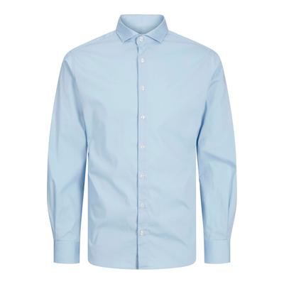 Langarmhemd JACK & JONES JUNIOR "JJEAXEL STRETCH SHIRT LS NOOS JNR", Jungen, Gr. 152, N-Gr, blau (cashmere blau), Web, Obermaterial: 97% Baumwolle, 3% Elasthan, unifarben, modisch, regular fit normal, Langarm, Hemden Image