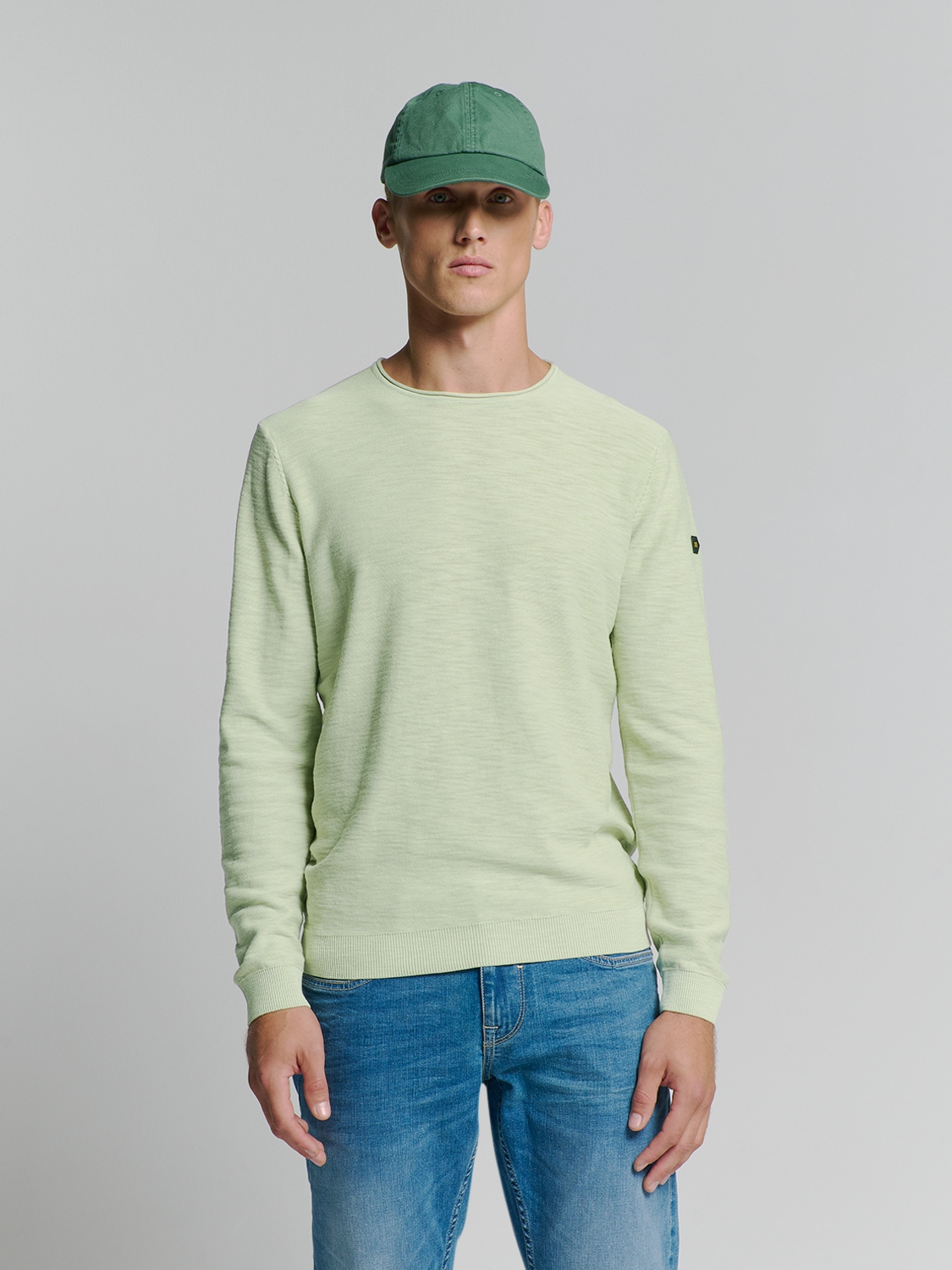 Rundhalspullover NO EXCESS "No Excess Pullover mit Rundhalsausschnitt", Herren, Gr. M, grün (mint), 100% baumwolle, Pullover Image