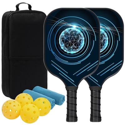 2-Piece Fiberglass Surface Lightweight Pickleball Set with 4 Balls, 2 Cooling Towels&1 Carrying Case for Indoor&Outdoor Use