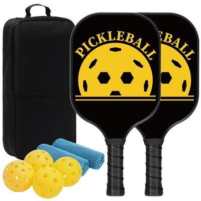 2-Piece Fiberglass Surface Lightweight Pickleball Set with 4 Balls, 2 Cooling Towels&1 Carrying Case for Indoor&Outdoor Use