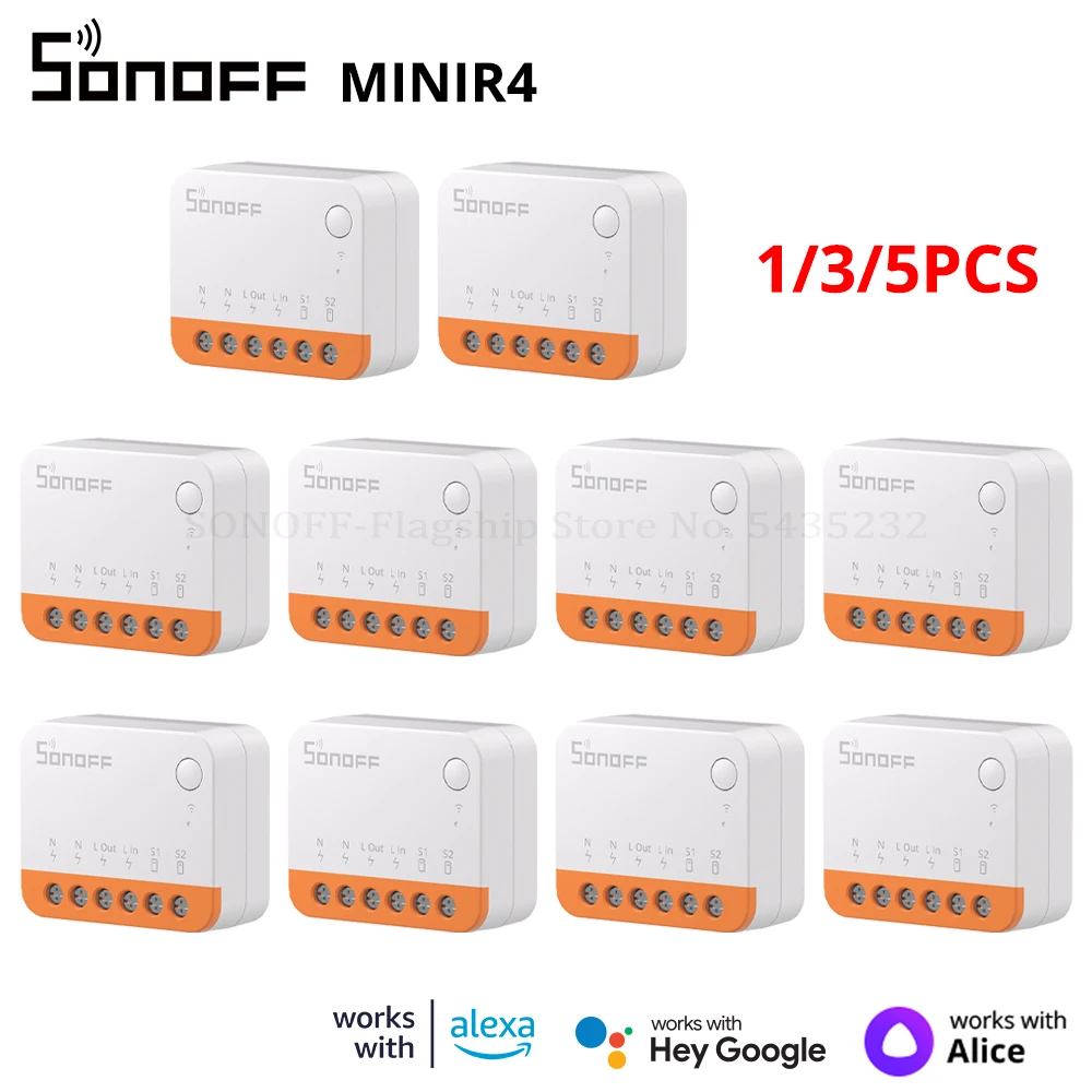 1/3/5PCS SONOFF MINI R4 Wifi Switch Mini Extreme Smart Home Modulo Wi-Fi Relè di Controllo Remoto Vocale con Alexa Google Casa Alice