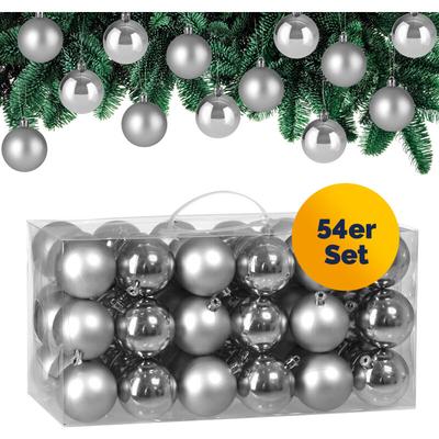 Casaria® Weihnachtskugeln 54-tlg ø 6cm Kunststoff matt glänzend Christbaumschmuck Anhänger Image
