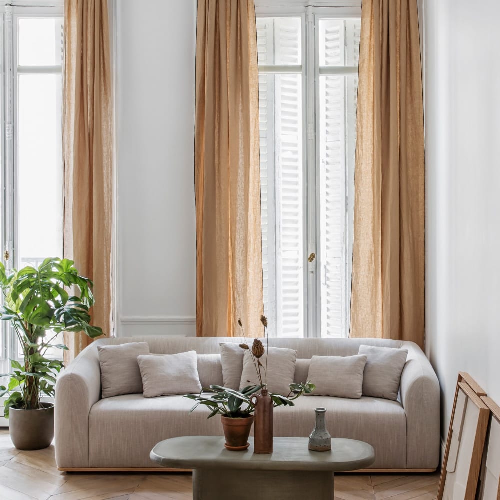 Tenda a occhielli nera Lavaggio bombo nero e sabbia 200x280 cm