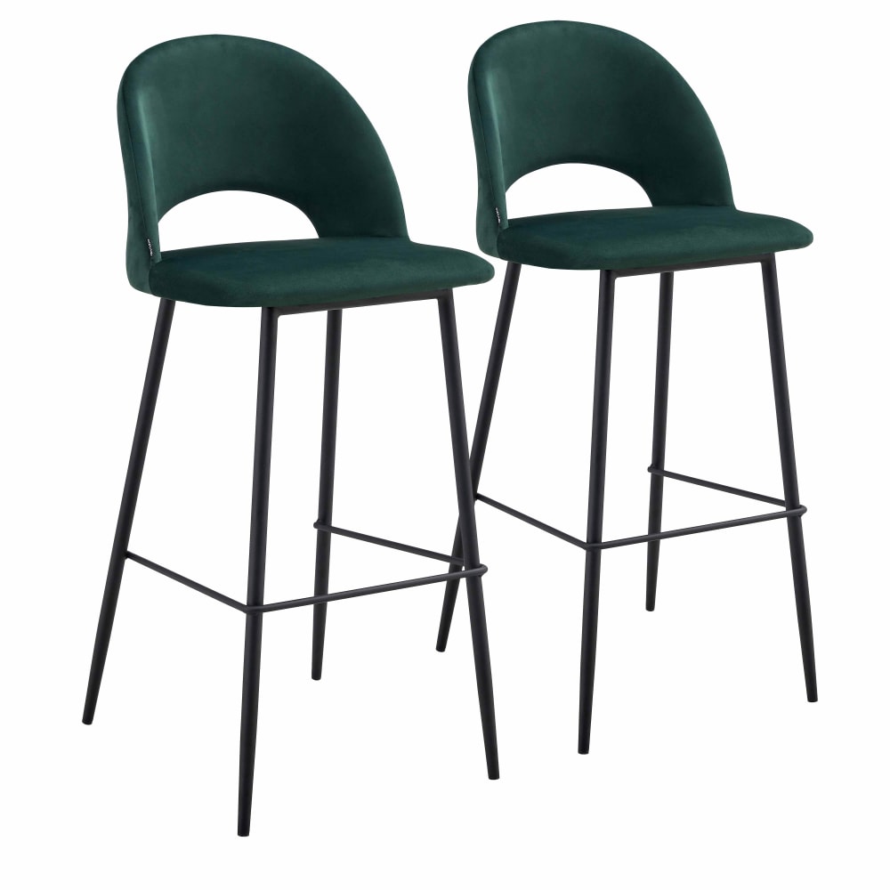 Set di 2 sedie in velluto verde e metallo