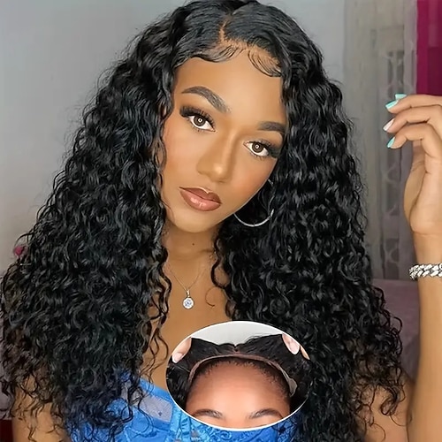 Echthaarperücke 134 geschnittene Spitzenperücke gebleichter Knoten Wasserwelle Spitzenperücke Echthaar 180% Dichte Image