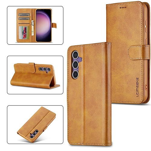 Handy Hülle Handyhüllen Für Samsung Galaxy S25 S24 S24 FE S23 S22 S21 Ultra Plus S20 Flip-Cover Mit Ständer Magnetisch Kartenfach Retro TPU PU-Leder Image