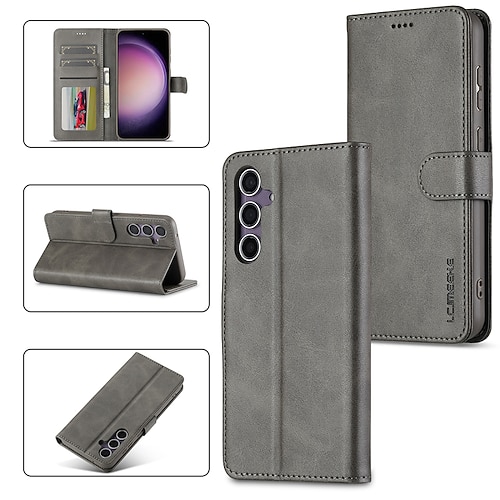 Handy Hülle Handyhüllen Für Samsung Galaxy S26 Ultra Plus S25 S24 S23 S24 FE S22 S21 Ultra Plus S20 Flip-Cover Mit Ständer Magnetisch Kartenfach Retro TPU PU-Leder Image