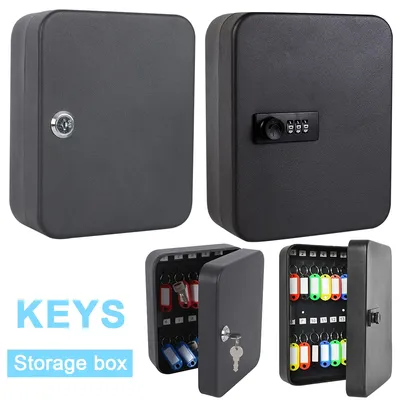 Combination Key Cabinet 20 Key Hooks Locking Key Box with Code Security Lock Wall Mount Key Storage