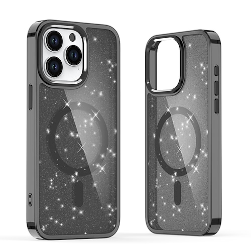 Handy Hülle Handyhüllen Für iPhone 17 Pro Max 17 Air 16 15 14 Pro Max Plus 13 12 11 Pro Max Rückseite Magnetisch Bling Glitzer glänzend Stoßfest Retro PC Silikon Image