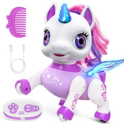 TEMU Interactive Unicorn Robot Pet With Music, Dance & Walk - Perfect Gift For Girls 3-8, Usb Rechargeable, Pink/purple