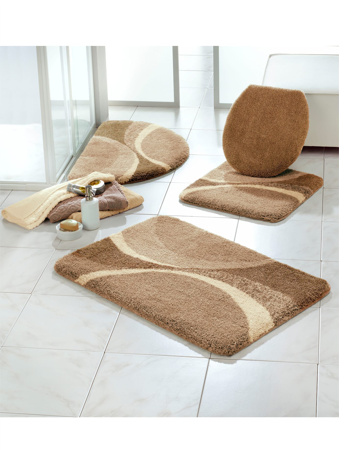 Badematte GRUND Gr. 3, beige, halbrund (50cm x 80cm ), 1 Stk., Badematten Image