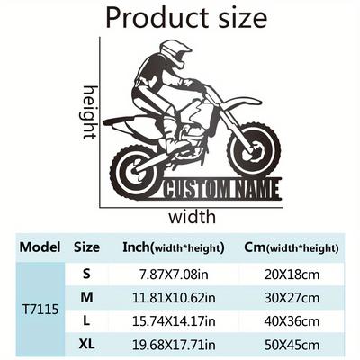 TEMU 1pc, Customizable Dirt Bike Sign With Name, Adjustable Iron Wall-mounted Contemporary Decor For Living Room, Perfect Gift For Bikers & Boys