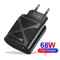 Caricatore USB da 68 W Carica rapida 3.0 Caricatore da muro portatile Adattatore per telefono cellulare per iPhone 14 12 Pro Max Xiaomi Tablet Caricatore rapido
