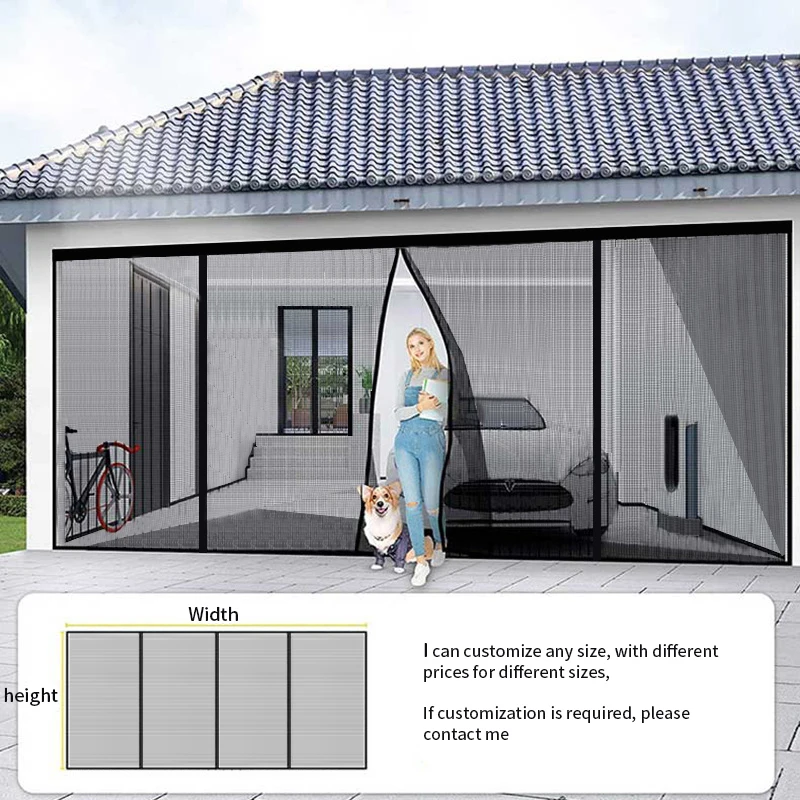 Magnetischer Türvorhang, Moskitonetz, individuelle Größe, Sommer-Insektenschutznetz, automatisch schließender Vorhang, Garagentorvorhang, große Größe Image