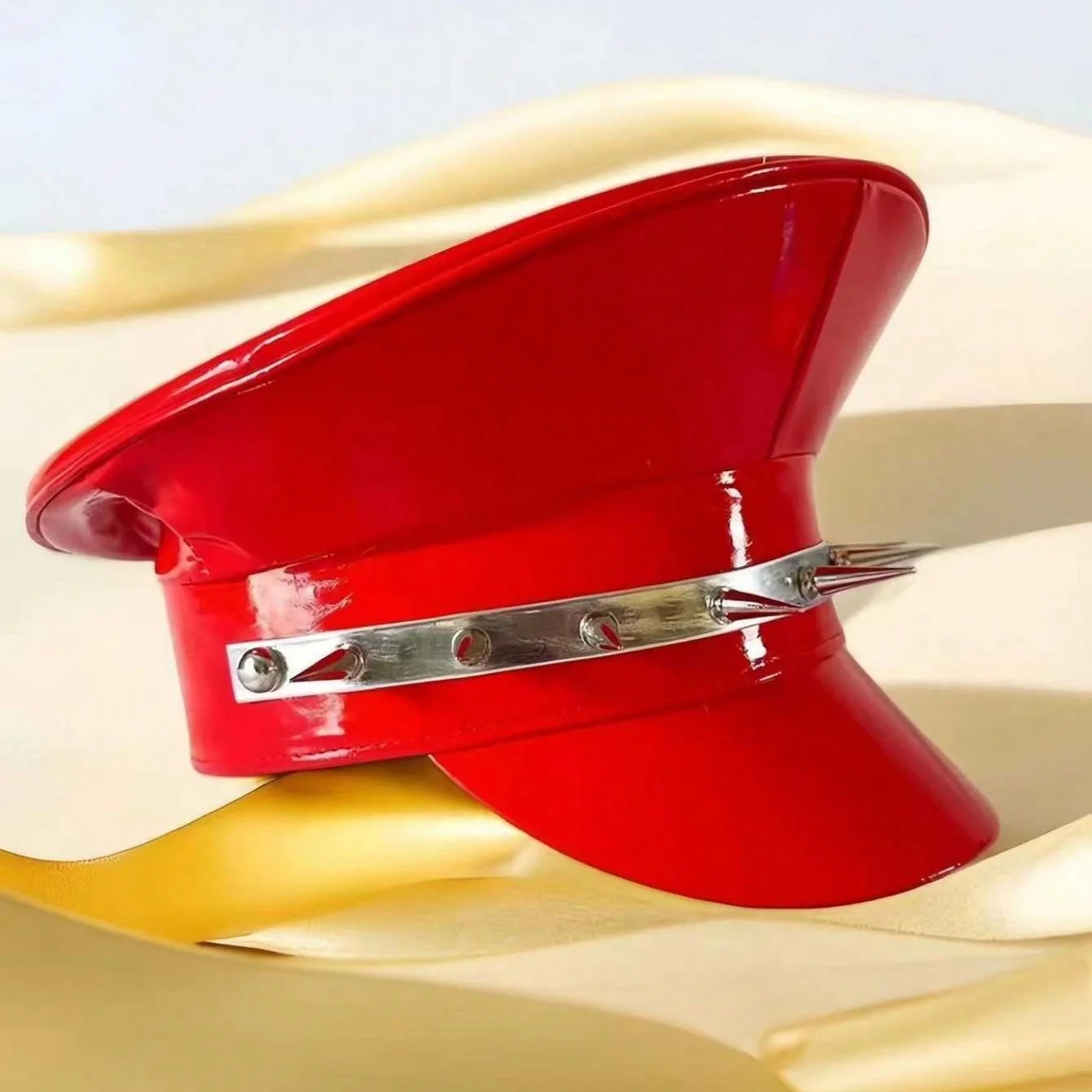 Unisex-Offiziershut im deutschen Stil, Kostüm-Requisiten, Armeehut aus Kunstleder, Schutzhut für Nachtclub-Auftritte, Weihnachten Image