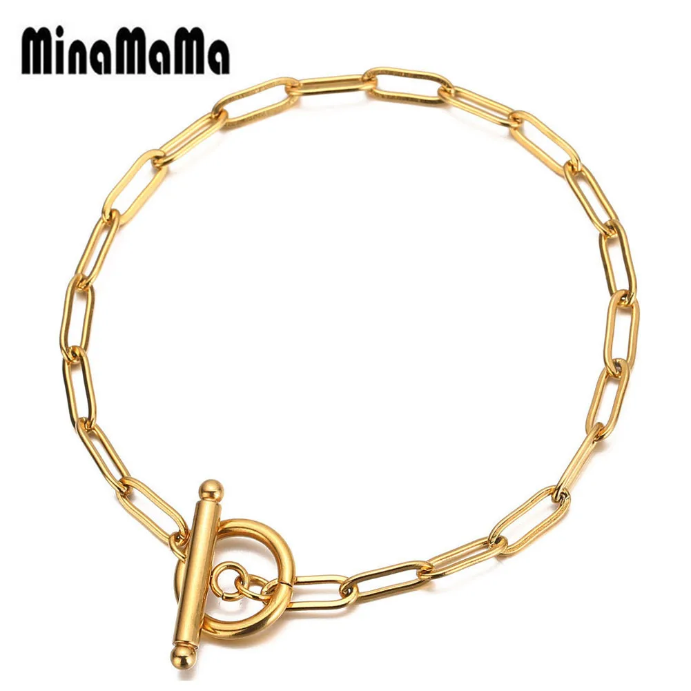 Büroklammer-Kette aus Edelstahl, Knebelarmband für Damen, Hip-Hop-Armband, Schmuck, Geschenke Image