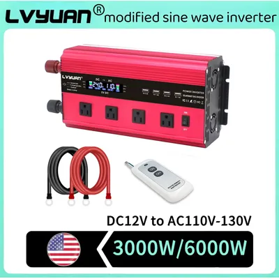 6000W/4000W Inverter DC12V AC110V-130V Caravan Converter LCD Display Outdoor Camping Inversor