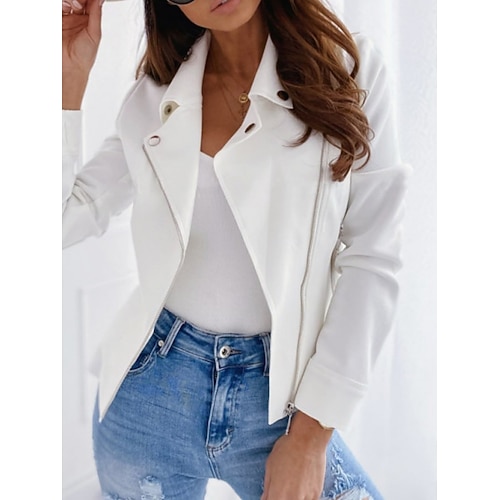 Per donna Giacca bomber Giacca sportiva Esterno Strada Giornaliero Autunno Inverno Corto Cappotto Standard Tenere al caldo Traspirante Contemporaneo Moda Giacca Manica lunga Tinta unica Con tasche