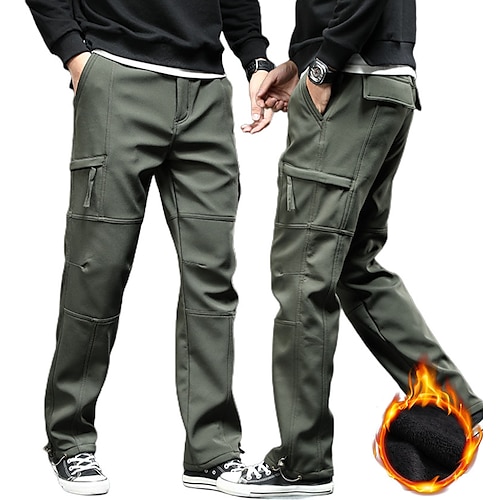 Per uomo Pantaloni Cargo Pantaloni Foderati in Pile Inverno Esterno Calore Termico Fodera in Pile Antivento Asciugatura Rapida Pantaloni Verde militare Nero Pile Caccia Sci / Snowboard Pesca M L XL