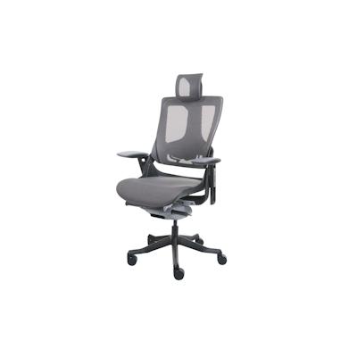 Mendler Bürostuhl MERRYFAIR Wau 2, Schreibtischstuhl Drehstuhl, Polster/Netz, ergonomisch ~ schwarz-grau, Gestell schwarz Image