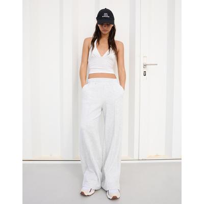 Bershka Wide Leg Plush Trousers Women S Grey