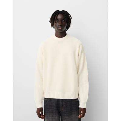 Bershka Purl Knit Jumper Men Xs Off White