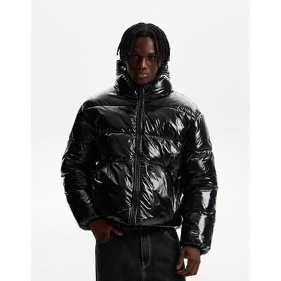 Bershka Puffer Jacket With Hood Men M Black