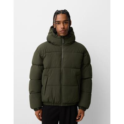 Bershka Puffer Jacket With Hood Men S Khaki