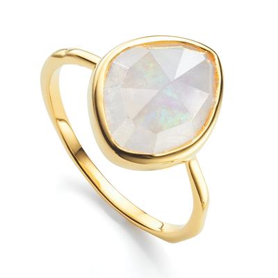 Gold Siren Small Nugget Stacking Ring Moonstone