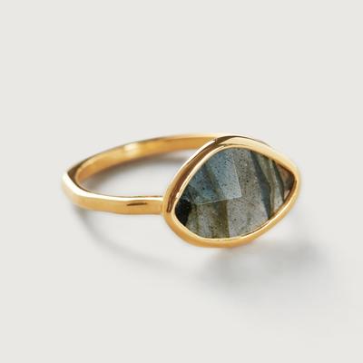 Gold Petal Ring Labradorite
