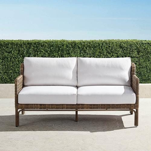 Seton Loveseat with Cushions in Desert Wicker - Standard, Restored Chalk - Frontgate