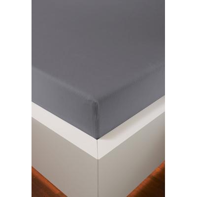 Spannbettlaken BELLANA "Melone in Gr. 70x140, 90x200, 140x200 oder 180x200 cm", grau, B:120-130cm L:200cm, Mako-Jersey, Obermaterial: 100% Baumwolle, Laken, Baumwolle, Matratzen bis 25cm Höhe, Spannbetttuch auch für Kinder Image