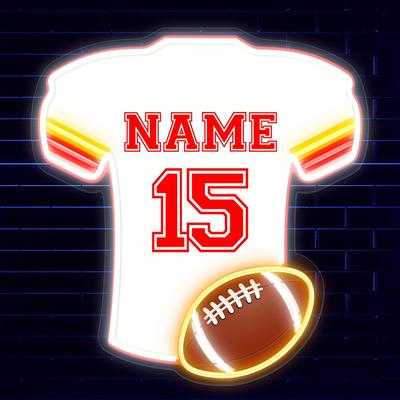 TEMU Personalized Led Football Jersey & Helmet Neon Sign, & Number, Usb Powered Wall Decor Light, , With No Battery Required For Bedroom, Man Cave, Party, Club