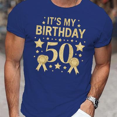 TEMU Celebratory It Birthday Print Tee Shirt, Tees For Men, Casual Short Sleeve T-shirt For Summer Image