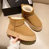 Luxus Winter Frauen Kurze Plüsch Warme Schnee Stiefel Casual Schuhe Neue Wildleder Pelz Chelsea Stiefeletten Wohnungen Plattform Damen Schuhe