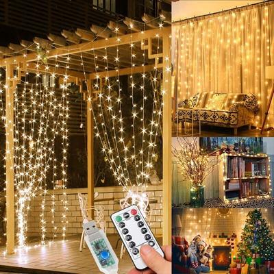 Keyoung - Lichterkette, 3×3m 300 led Lichtvorhang, 8 Modi led Lichterkette Vorhang für Innen & Image